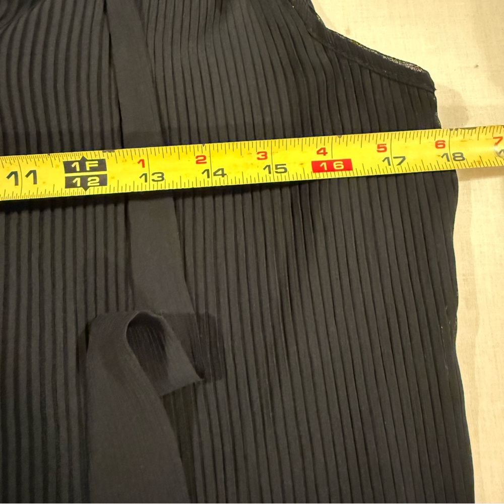 DKNY,  Black  Accordion Pleated Tie-Neck Dress, Size Large - Picture 9 of 12